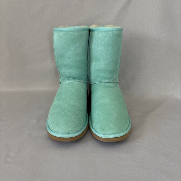 Womens UGG Australia Boots Classic Short Aqua Suede Wool Light Green Blue Sz 6 - Picture 11 of 16